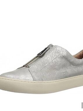 Frye Lena Low Zip Sneaker - Metallic Silver